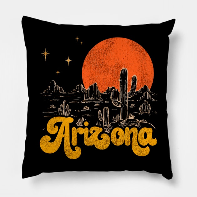 Vintage State of Arizona Mid Century Distressed Aesthetic Pillow by darklordpug