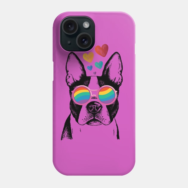 Doggy rainbow sunglasses vintage hearts boxer dog pride Phone Case by SpaceWiz95