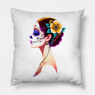Floral Day of the Dead Girl Pillow