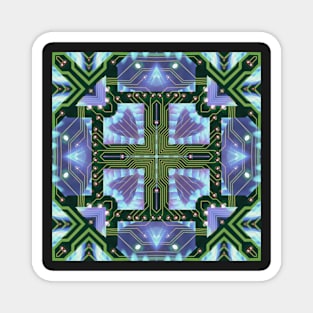 Circuitboard fire Kaleidoscope Pattern (Seamless) 15 Magnet