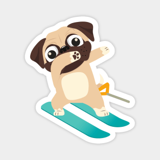 Pug dog water skiing Magnet