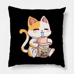 Boba Tea Bubble Cat Kawaii Neko Anime Cute Cat Boba Pillow