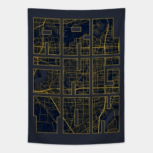 Arlington, USA City Map Typography - Gold Art Deco Tapestry