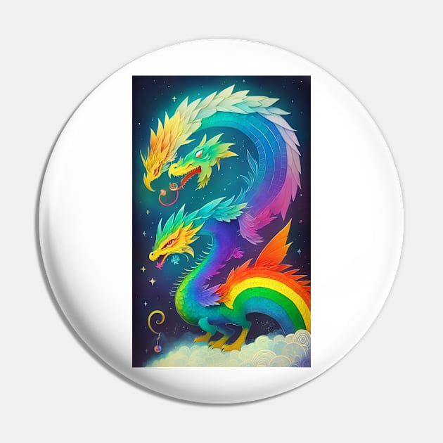 Colorful Hippie Popculture Beautiful Dragon Pin by ShopSunday