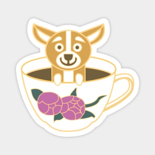 Corgi dog chillin in tea cup Magnet