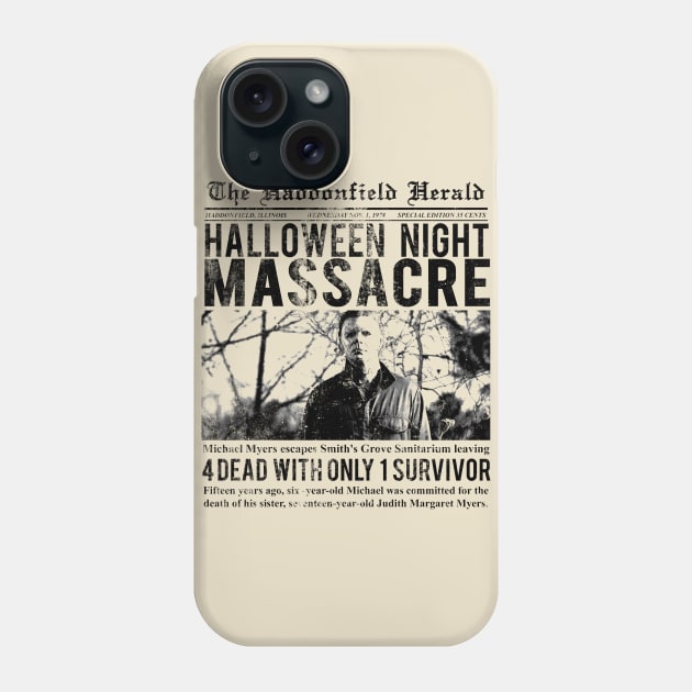 The Haddonfield Herald from HALLOWEEN Phone Case by hauntedjack