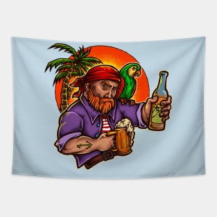 Pirate Holding Beer Tapestry