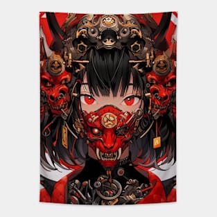 Cyberpunk Ninja Girl Tapestry