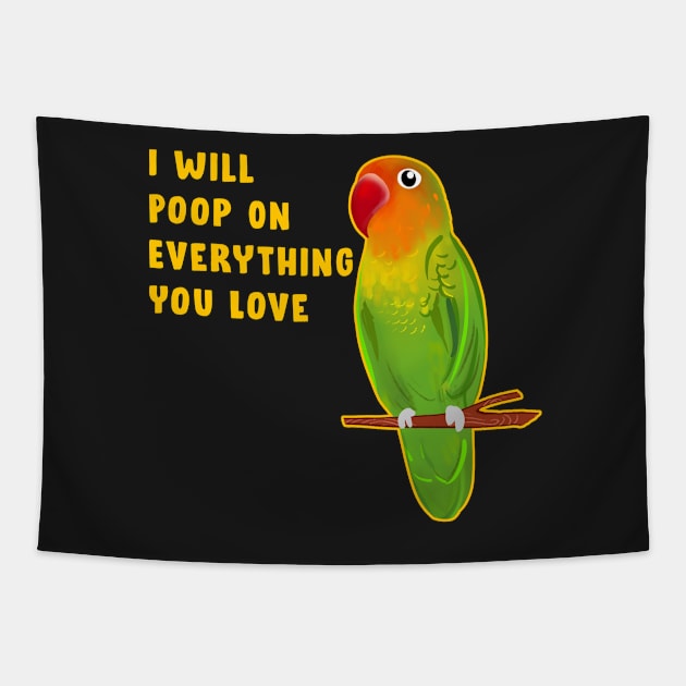 Funny Agapornis LoveBird Tapestry by SusanaDesigns