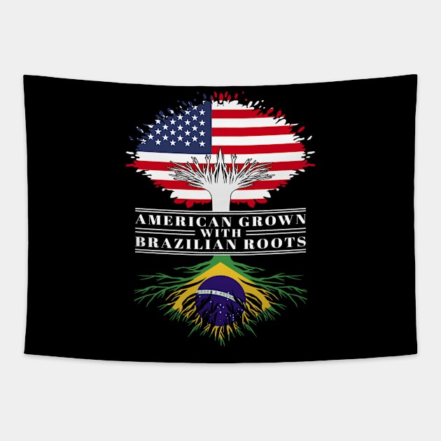 American Grown With Brazilian Roots Us Brazil Flag Tree Tapestry by BramCrye