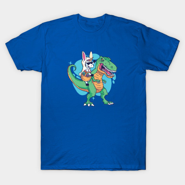 Discover Unicorn in Bunny Suit Riding Dinosaur - Unicorn Riding T Rex - T-Shirt