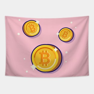 Gold Bitcoin Cartoon Vector Icon Illustration Tapestry