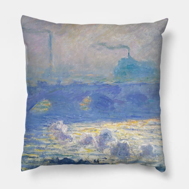 Waterloo Bridge by Claude Monet Pillow by Classic Art Stall