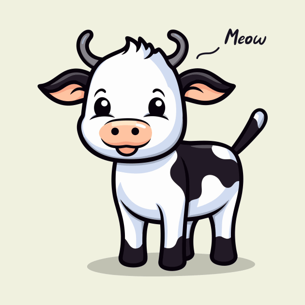 Confused Cow Meowing by Mad Swell Designs