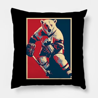 Polar Bear Ice Hockey Player HOPE Pillow