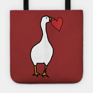 Goose Steals Heart For Love on Valentines Day Tote