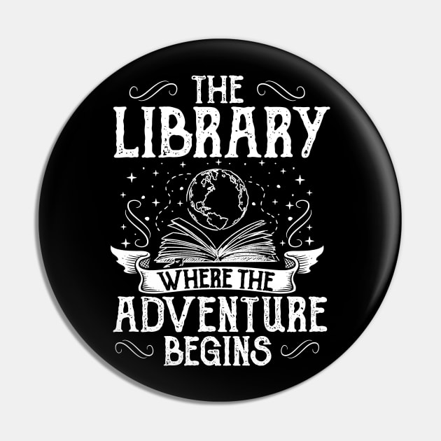 Reader Reading Librarian Library Adventure Gift Pin by Krautshirts