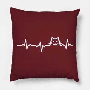 Kitty Heartbeat White Pillow