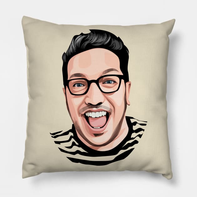 Impractical Jokers - Sal - Awesome Vector Illustration Pillow by WaltTheAdobeGuy
