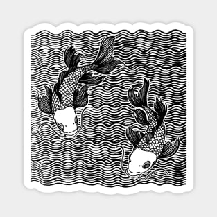 Double Koi Fish Great wave Tattoo Magnet