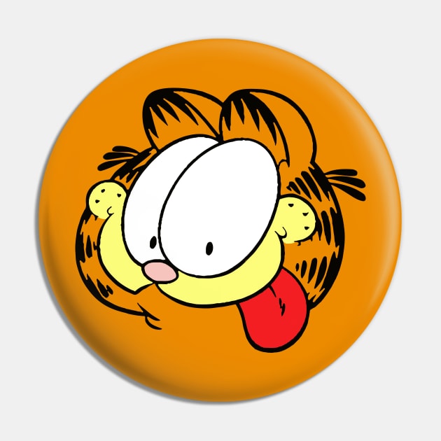 Goofy Face Orange Lasagna Cat Pin by HeyListen