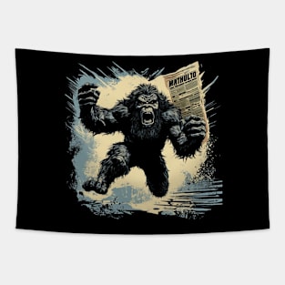 Bigfoot News Headline | Funny Retro Bigfoot Tapestry