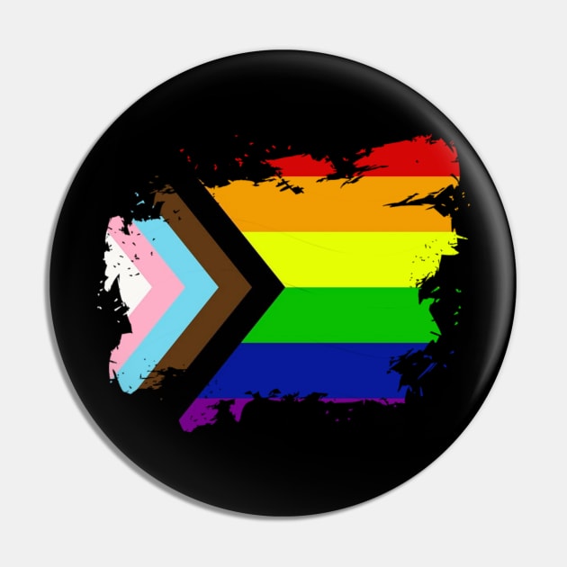 Progress Pride Rainbow Flag For Inclusivity Pin by PowderShot