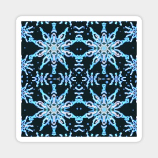 Snow Flakes Pattern Vibrant Blue and Black Magnet