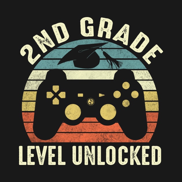 2nd Grade Level Unlocked Funny Gamer Shirt Back To School Video Gamer by FONSbually