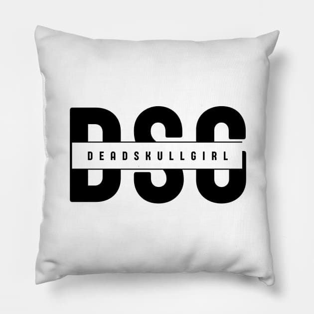 Dead Skull Girl  Logo White Edition Pillow by deadskullgirl