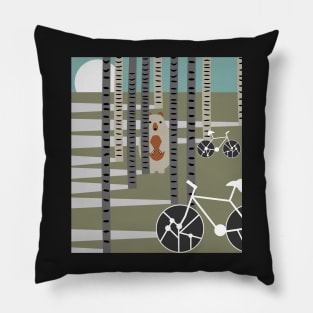 Biking in the forest Pillow