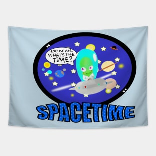 Cute Spacetime Alien UFO Funny Science Tee Tapestry