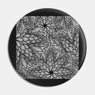 Floral Mandala Collision - Black and White - Digitally Illustrated Flower Pattern for Home Decor, Clothing Fabric, Curtains, Bedding, Pillows, Upholstery, Phone Cases and Stationary Pin