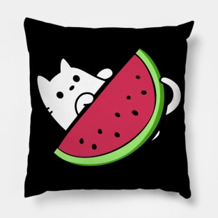 Cat under watermelon slice Pillow