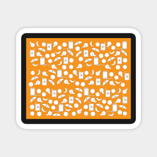 Black White Rosh Hashanah symbols on Orange background Magnet