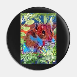 Cute hamster hammie sitting in garden leaves Pin