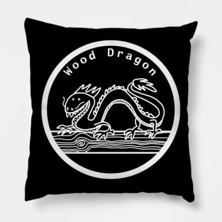 Wood Dragon Year of the Dragon White Line Pillow