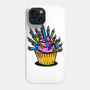 Funny cupcake with too many candles Phone Case