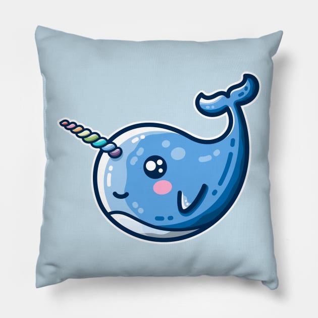 Narwhal With A Rainbow Horn Pillow by freeves