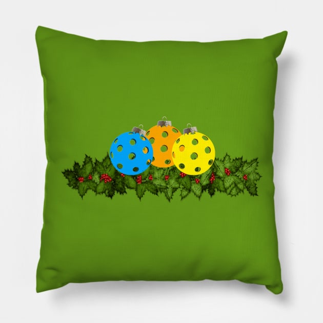 Pickleball Christmas Ornaments Pillow by numpdog