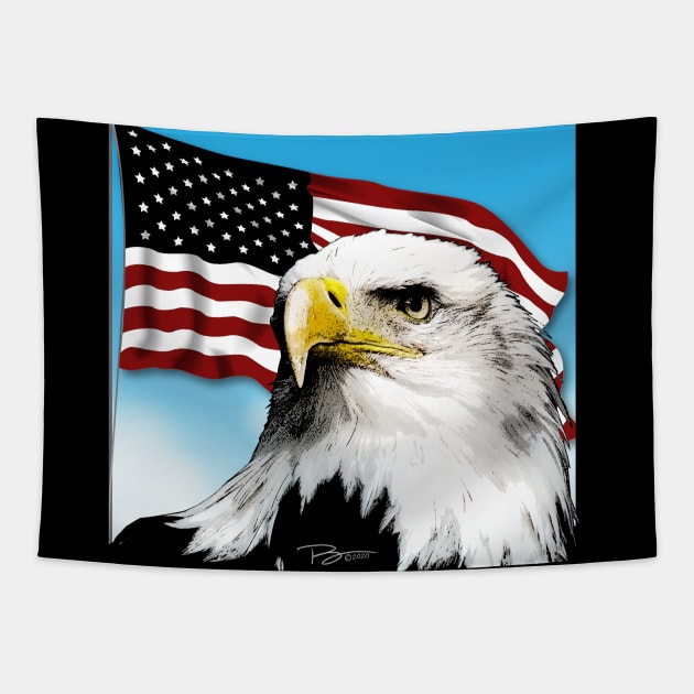 Patriotic Eagle Tapestry by i4ni Studio