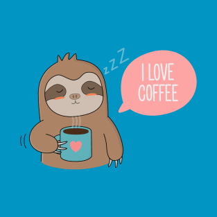 Cute Cartoon Coffee Sloth T-Shirt T-Shirt