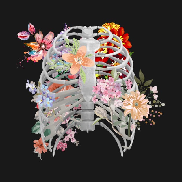 Ribcage and flowers by Psychodelic Goat