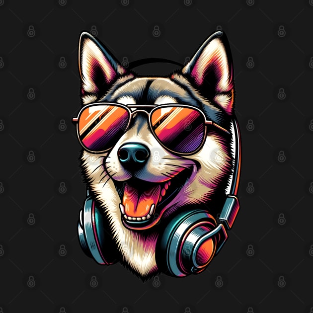 Swedish Vallhund DJ Smiling with Lively Rhythms by ArtRUs