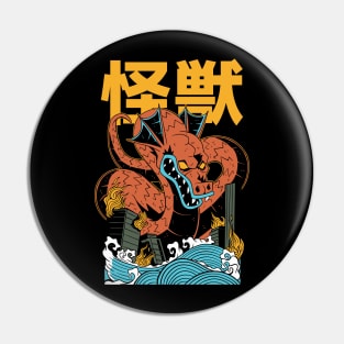 Awesome Kaiju Dragon Monster Japanese Destroy City Pin