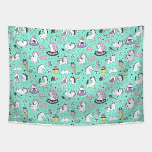 Cute And Funny Cartoon Unicorn Pattern 02 Tapestry