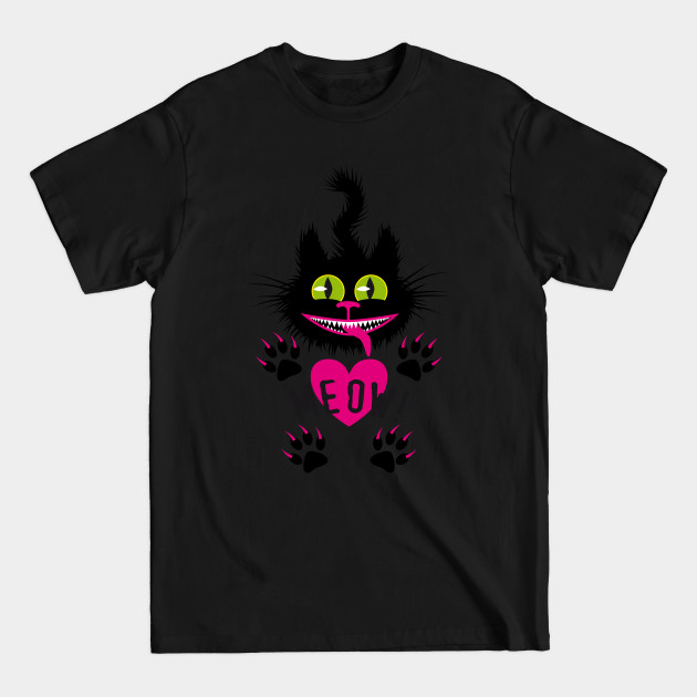 Discover 34 Black Cat Meow sweet Monster Heart Love - Black Cat Cartoon - T-Shirt