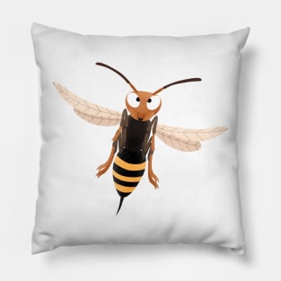 Funny angry hornet wasp cartoon illustration Pillow