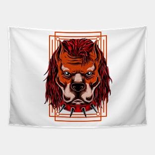 Mad Dog Bull Punk Brown Red Tapestry