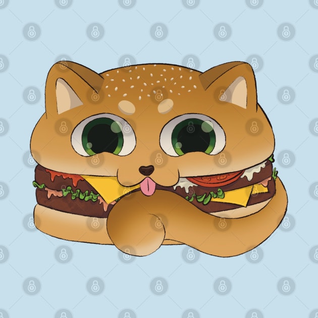 Cute Dog Cheese Burger Cartoon by Art by Biyan